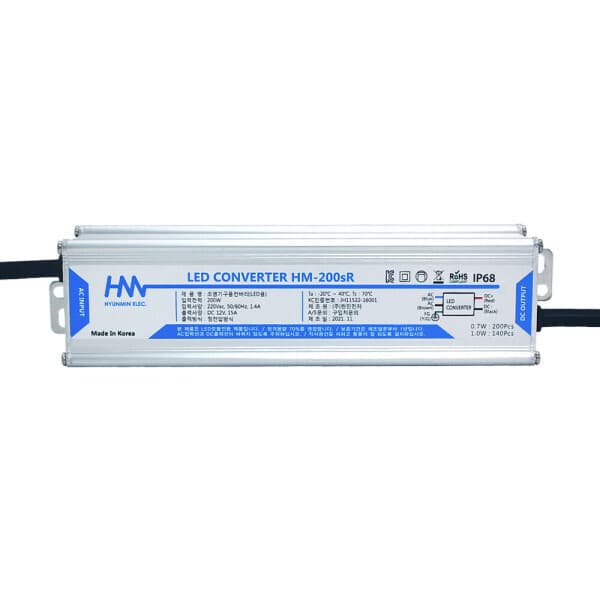 DJ전기조명 현민 LED 방수용 SMPS 12V 200W 간판 안정기 HM-200sR