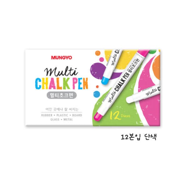 라라오피스 문교 멀티초크펜/보드앤유리펜 12자루 흰색/노랑/주황/분홍/초록/파랑 택1