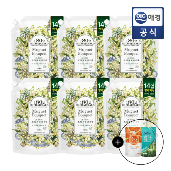 신세계몰 르샤트라 생화향기 고농축 섬유유연제 뮤게부케 1.6L x 6개