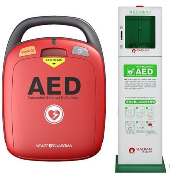 한국건강교육몰 심장제세동기 AED 라디안 HR-501 스탠드형 세트 - 최저가 1,630,000원