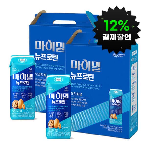 대상웰라이프스타배송 마이밀 뉴프로틴 오리지널 190ml 32입