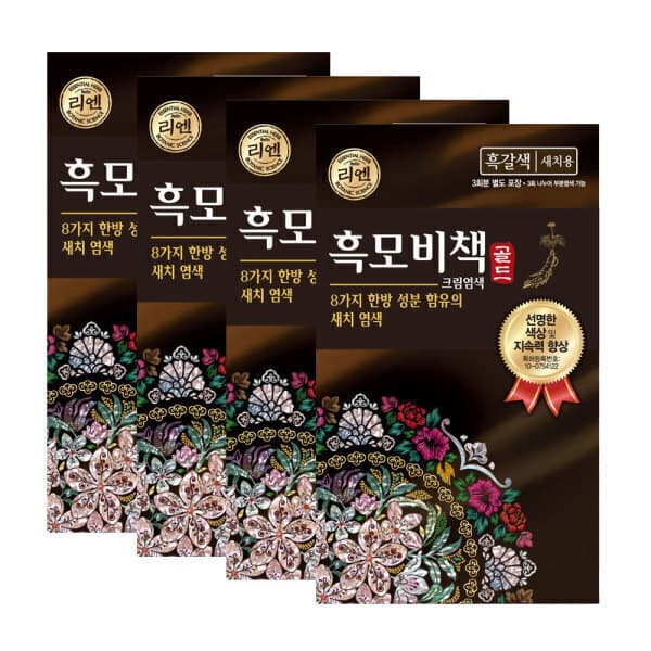 LG생활건강-스타배송 리엔 흑모비책 골드 흑갈색 90g 4개