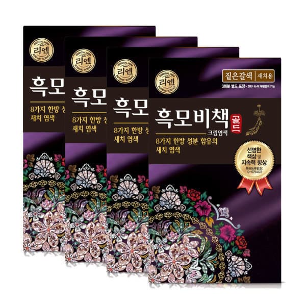 LG생활건강-스타배송 리엔 흑모비책 골드 짙은갈색 90G 4개
