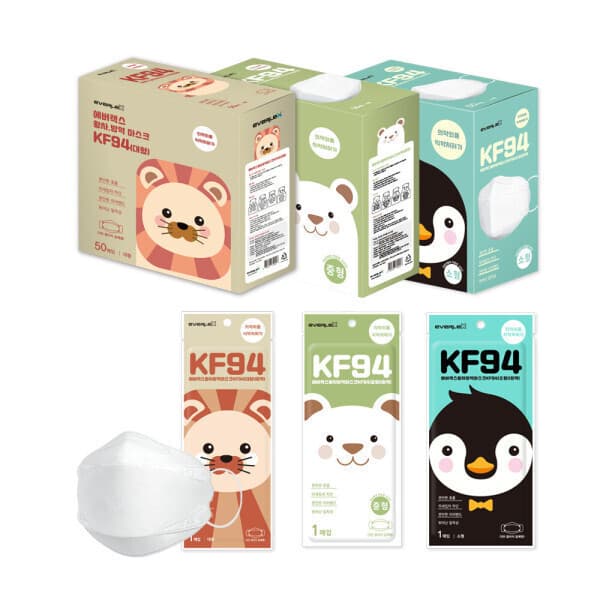 비앤브리즈 에버렉스 마스크 KF94 KF80 소형 중형 대형 100매 어린이 초등학생 - 최저가 31,000원