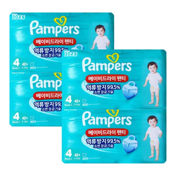 참딜 팸퍼스 베이비드라이 팬티 기저귀 4단계 4팩 168매