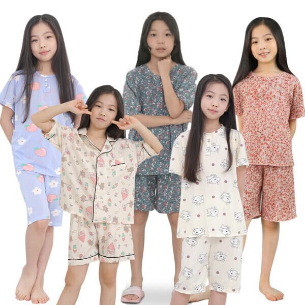 셔츠민 아동 여름 잠옷 상하세트 반팔 냉감 인견 쿨링