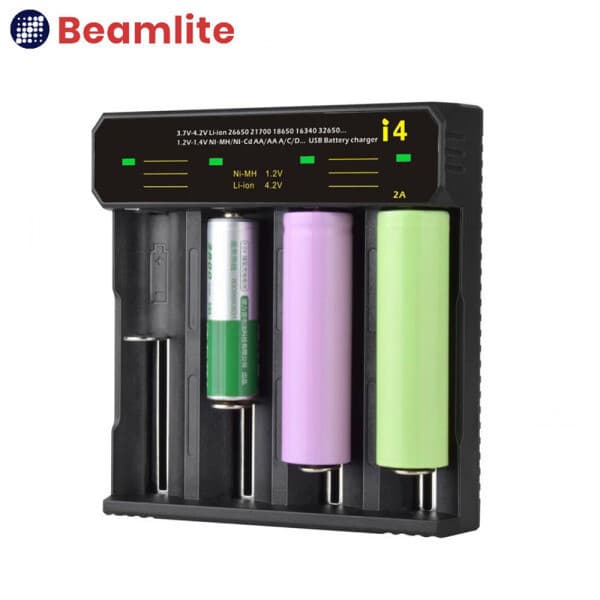 빔라이트 i4 18650 21700 26650 리튬이온 배터리 4구 충전기 2A