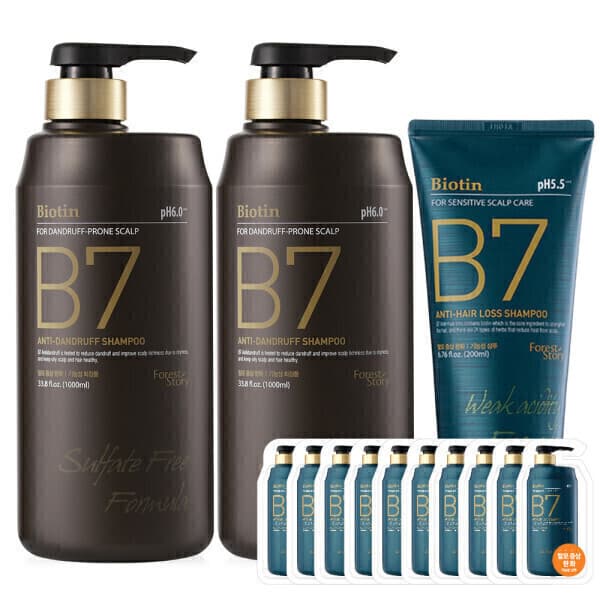 COSMATE B7 약산성 비듬 탈모 샴푸 1000ml+1000ml+200ml+10매
