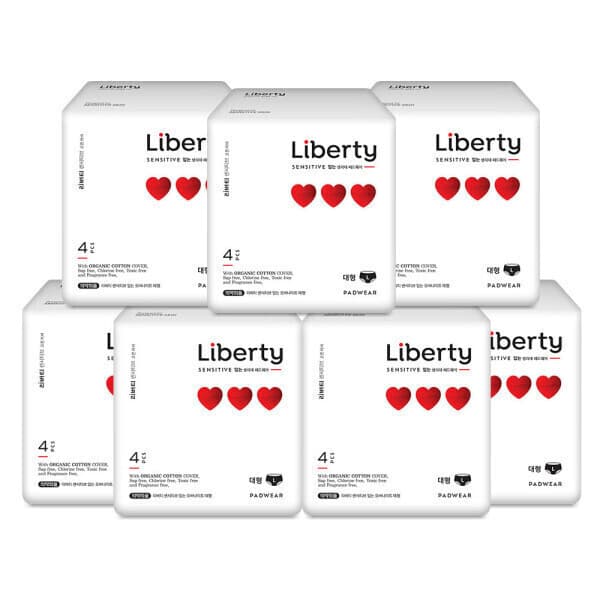 리버티Liberty 리버티 유기농 순면커버 sap free 센시티브 입는오버나이트 중형/대형/라이너 - 최저가 17,000원