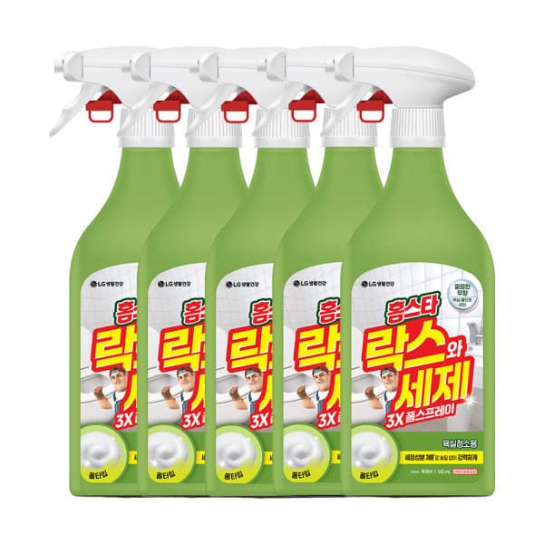 LG생활건강-스타배송 홈스타 락스와세제 3X 폼스프레이 후레쉬 500ML 5개