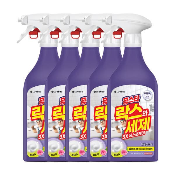 LG생활건강-스타배송 홈스타 락스와세제 3X 폼스프레이 후로랄 500ML 5개