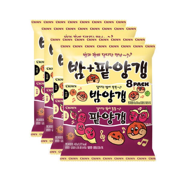 크라운제과-스타배송 연양갱 8번들(밤양갱+팥양갱) 4팩(총32개)