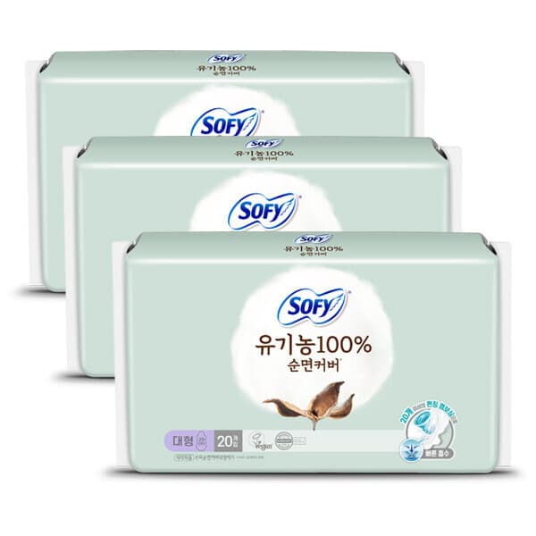 LG생활건강유니참 쏘피 유기농 100% 순면커버 대형 20P x 3개