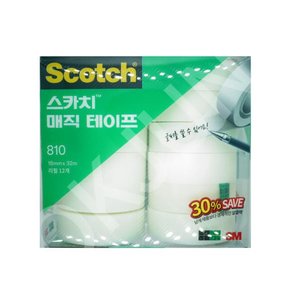오케이준 3M 스카치 810R 매직테이프 리필 18mm x 32m 12개입 - 최저가 22,470원