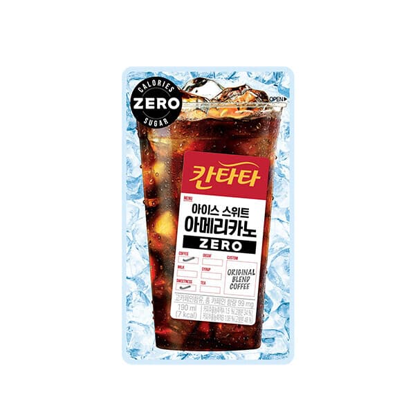 롯데칠성스타배송 칸타타 아이스 스위트아메리카노 제로 파우치 190ml x 50입