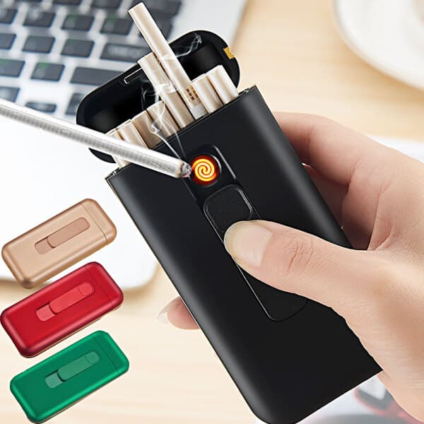 파라폭스 심플 원터치 USB 충전식 라이터 담배 케이스 20개비 방수 파우치 - 최저가 17,700원