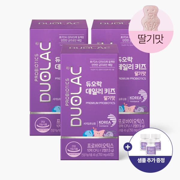 듀오락 듀오락 데일리키즈 프로바이오틱스 유산균 딸기맛 60정 3개