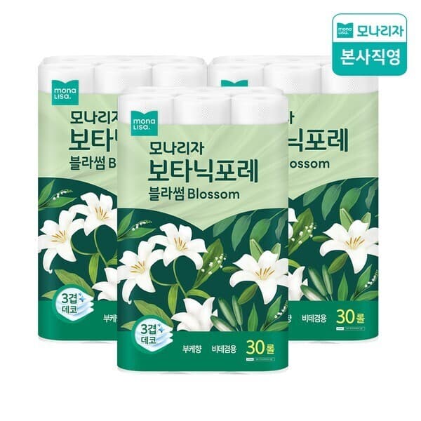 CJ온스타일 보타닉포레 블라썸 27m30롤 3팩 화장지 - 최저가 32,900원
