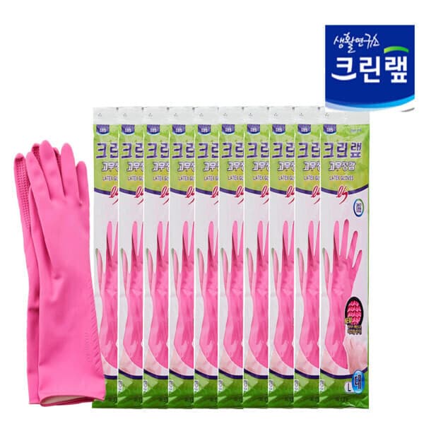 찐스토어몰 크린랩 크린 고무장갑 L(대형) 10입
