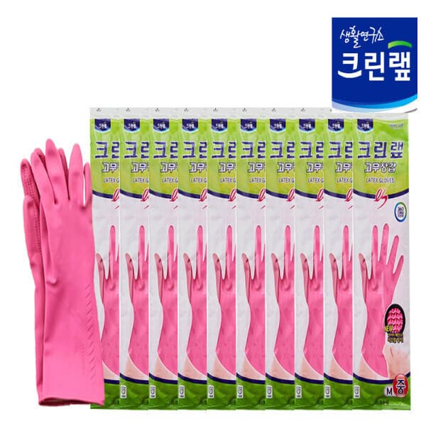 찐스토어몰 크린랩 크린고무장갑 M(중형) 10입 천연 라텍스 - 최저가 25,400원