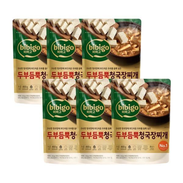 CJ제일제당-스타배송 비비고 두부 듬뿍 청국장 찌개 460g 6개