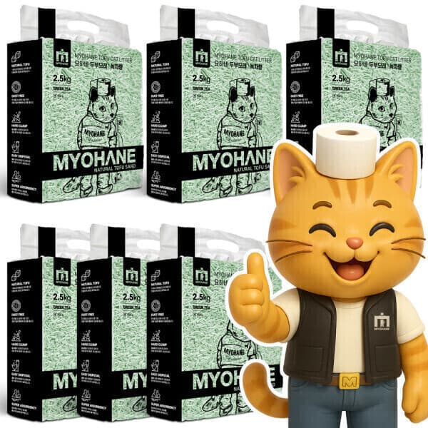 디케이쇼핑몰 묘하네 고양이 두부모래 1.5mm 천연원료 녹차향 2.5kg x 6개 - 최저가 26,100원