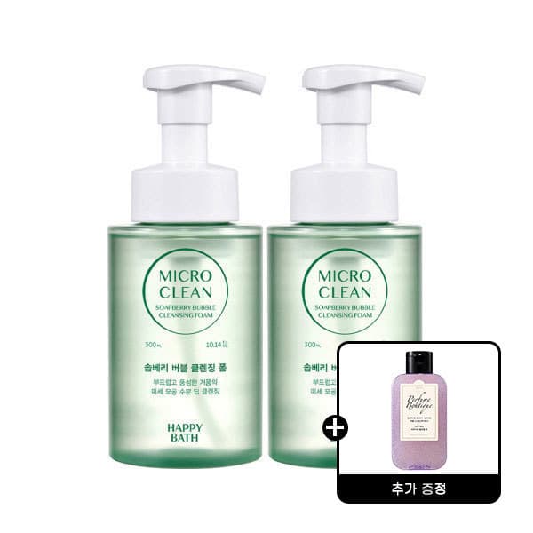 아모레퍼시픽바디헤어 해피바스 마이크로 클린 솝베리/딥버블 버블폼 300ml 2개
