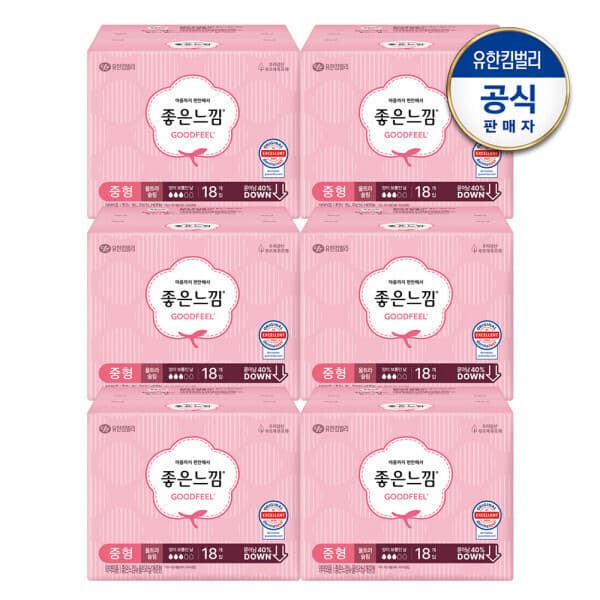 해피레이디60 좋은느낌 오리지널 울트라 날개 중형 18PX6팩 - 최저가 25,900원