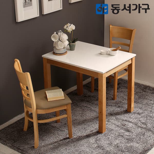 동서가구mall 베이직HI 2인 하이그로시 식탁 세트 의자포함 - 최저가 150,900원