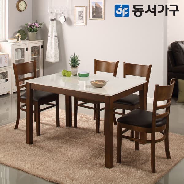 동서가구mall 베이직HI 4인 하이그로시 광택 식탁 테이블 DF629554
