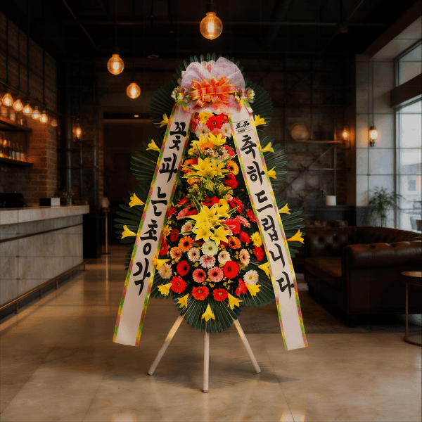 꽃파는총각 화환 축하화환 결혼식 개업 꽃배달 3단 최고급형 - 최저가 84,900원