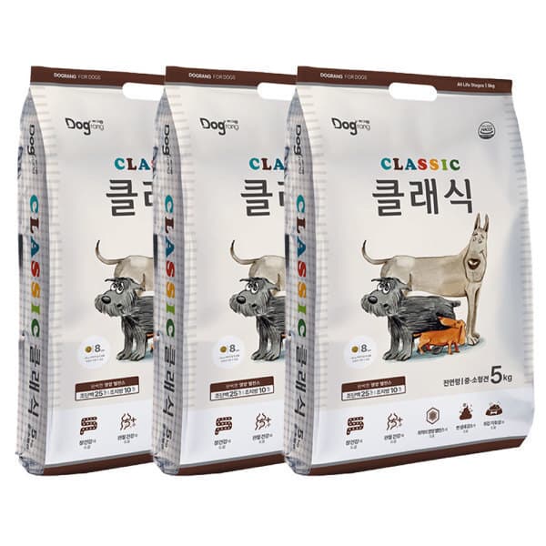펫샵보이즈 도그랑 전연령 강아지 클래식 건식사료 5kg x3개(15kg)