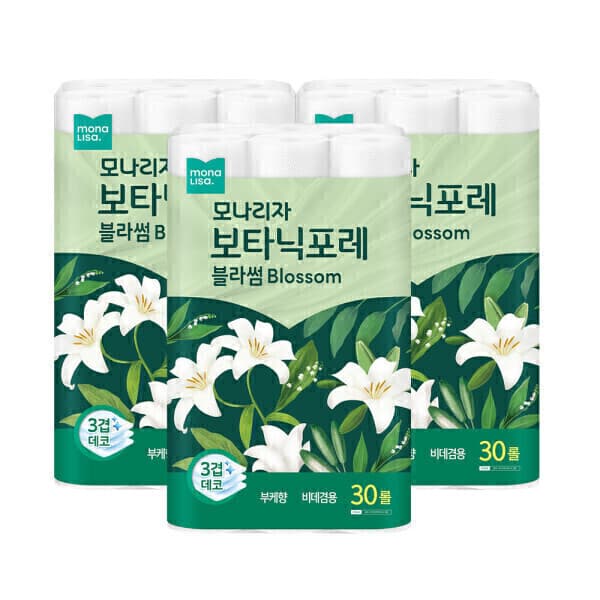 (주)모나리자 모나리자 보타닉포레 블라썸 27M 30롤 3팩 화장지 - 최저가 37,380원