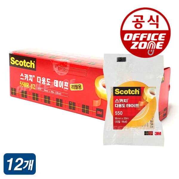 오피스존(주) 3M 스카치 다용도 테이프 550R 18x30M 12개