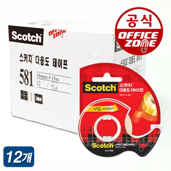 오피스존(주) 3M 스카치 다용도 테이프 581D 18x15M 12개 - 최저가 22,200원