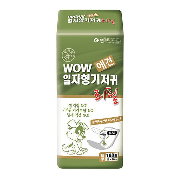 엔젤룩스 와우 애견기저귀 일자형 대형 100매 리필용 속 패드