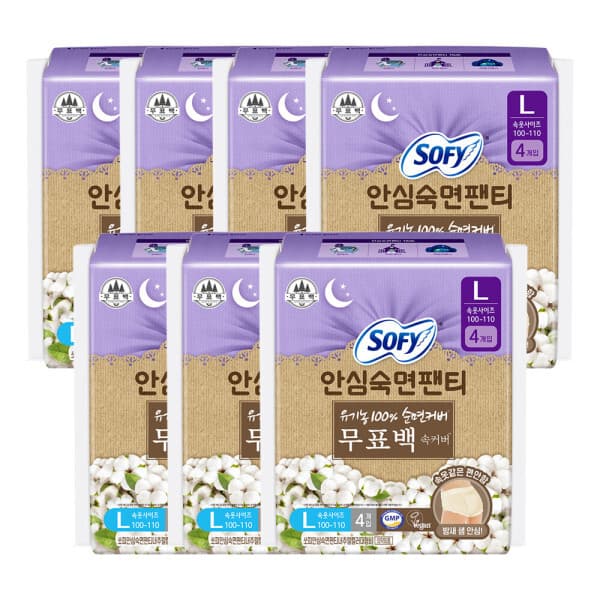 LG생활건강유니참 쏘피 안심숙면팬티 무표백 L 4P X 7개