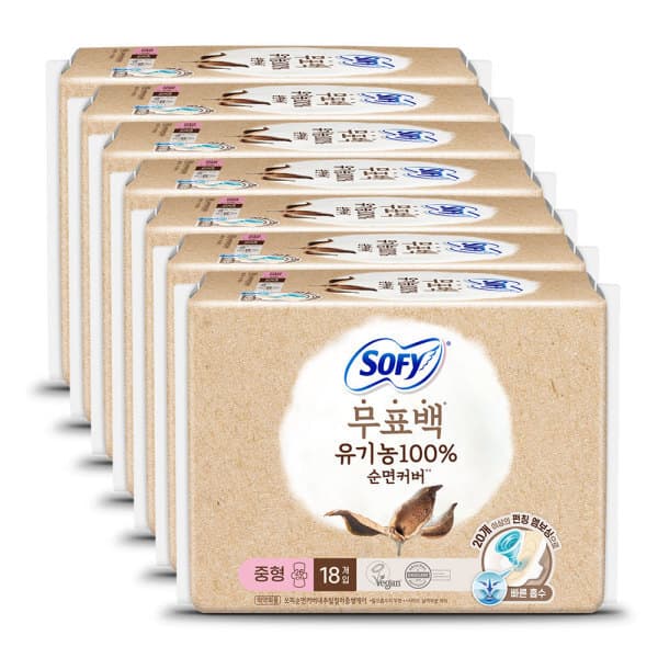 LG생활건강유니참 쏘피 유기농순면 무표백 중형 18P X 7개