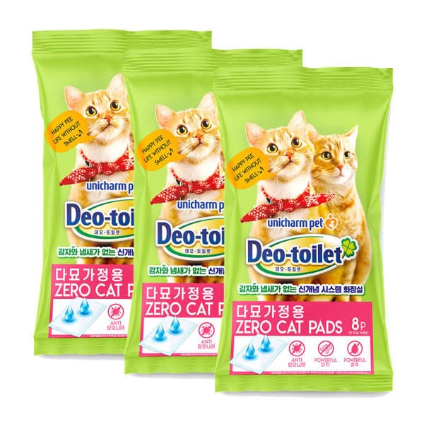 LG생활건강유니참 데오토일렛 고양이 패드 8P 다묘용 3개 - 최저가 53,100원