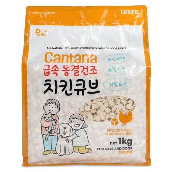 멍멍스타 칸타나 동결건조 고양이간식 치킨 큐브 1kg - 최저가 30,800원