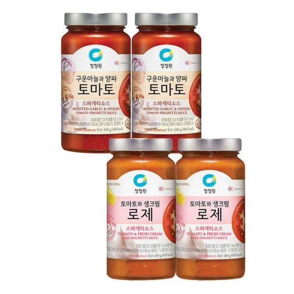 대상청정원-스타배송 스파게티소스 토마토 600g x 2 + 로제 600g x 2