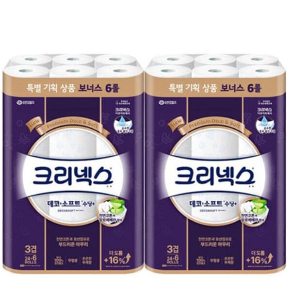 유아플러스 크리넥스 데코앤소프트 부케향 화장지 30롤 x 2팩 25M