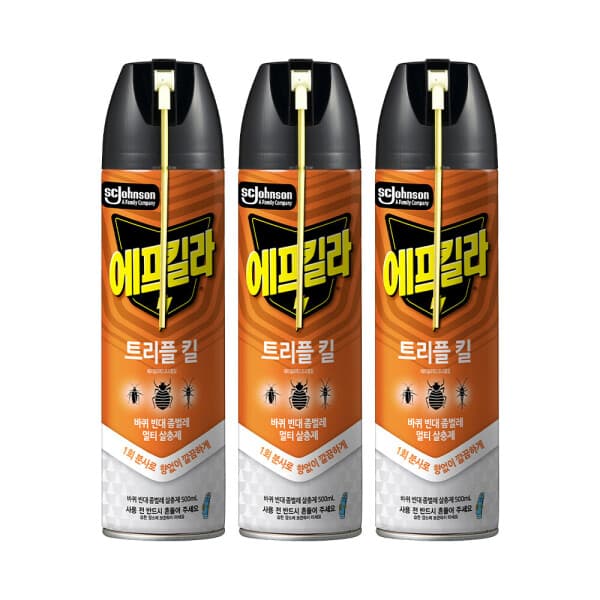 LG생활건강-스타배송 에프킬라 바퀴살충제 스프레이 맥스 트리플킬 500ml 3개