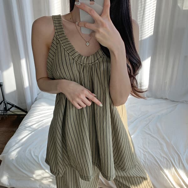라리리 무더위에 시원한 여름 잠옷 상하세트 원피스 파자마 홈웨어