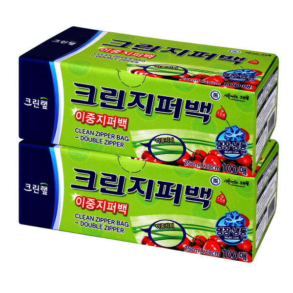 크린랩_본사직영몰 대용량 이중 지퍼백 25x30(대) 100매 X2개 - 최저가 22,500원