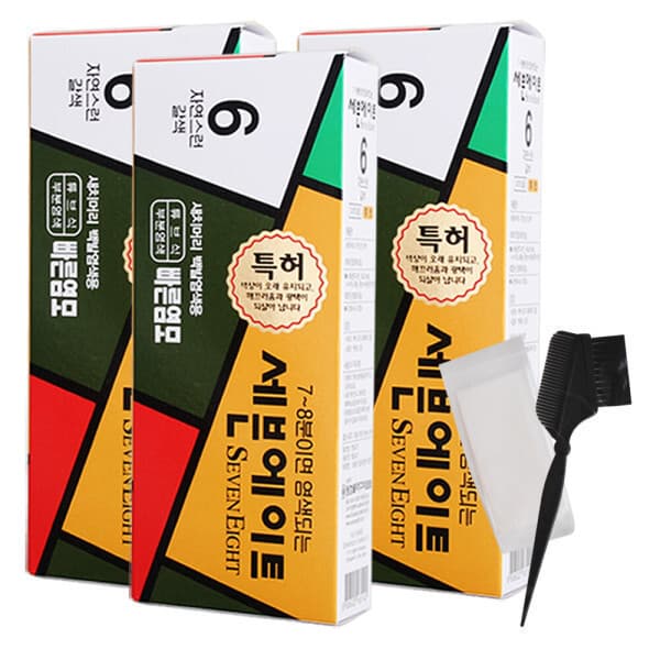 COSMATE 세븐에이트 새치 염색약 2개+1개 6호 갈색