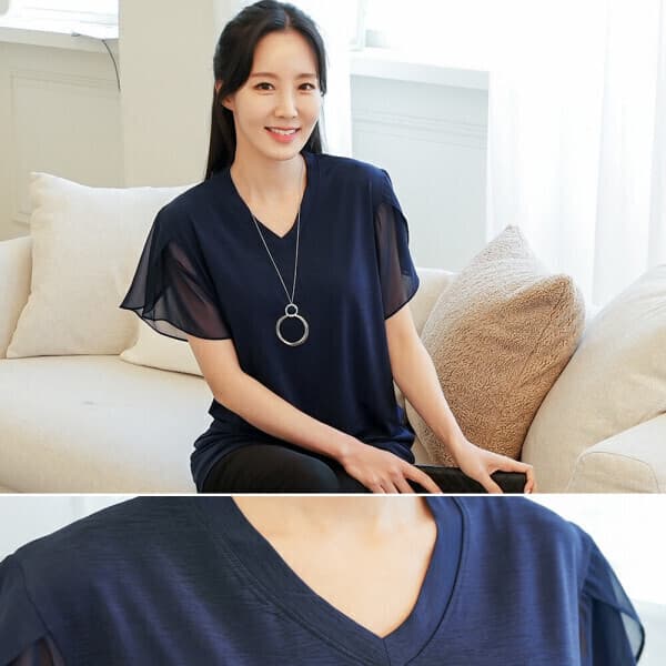 메르 여름블라우스 반팔 쉬폰 빅사이즈 3XL