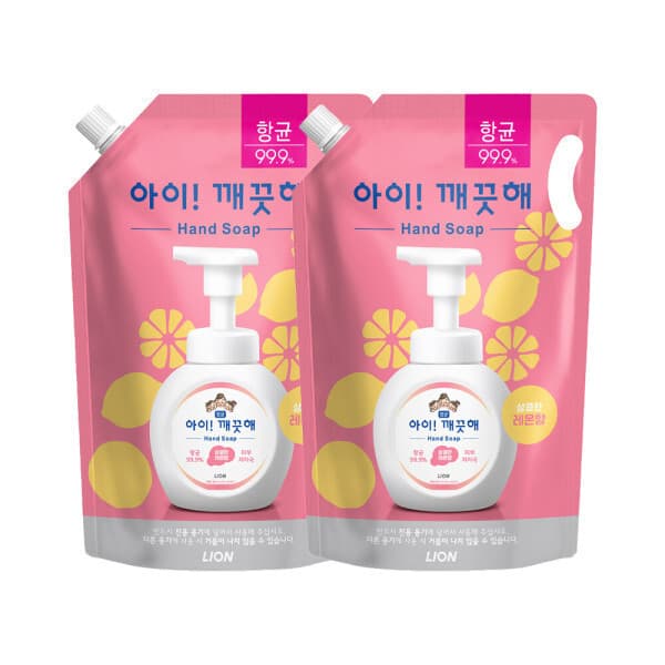 라이온코리아 아이깨끗해 핸드워시 레몬향 리필 1.8L 2개