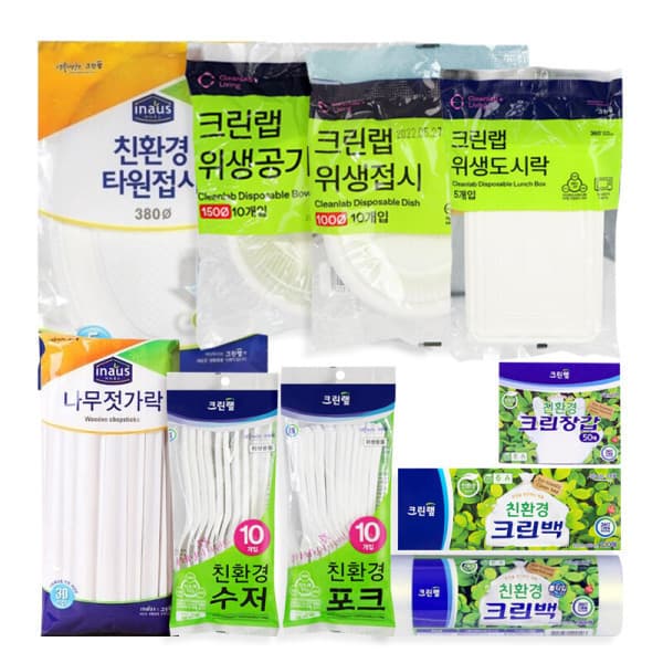 파이브온 크린랩 일회용품 일회용접시 수저 포크 나무젓가락 모음 - 최저가 8,900원