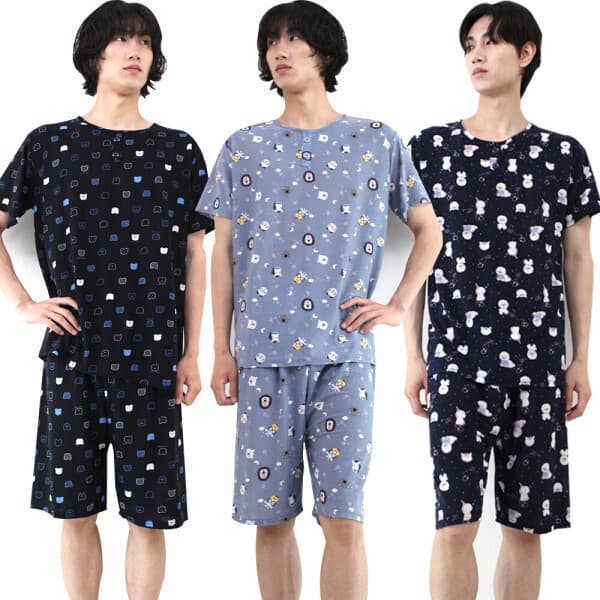 3355shop 남자 쿨 반팔 잠옷 세트 상하 한벌 빅사이즈 2XL - 최저가 6,900원